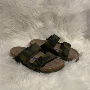 Birkenstock Green Camouflage Double Strap Sandals